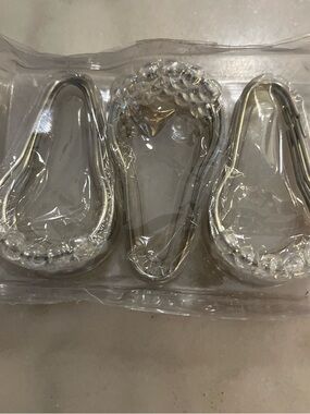 Silver Shower Curtain Clips with Glass Beads-Set of 12